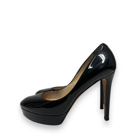 JIMMY CHOO Black Patent Leather Platform ALEX Heels Pumps 38.5 US 8.5 - Picture 6 of 8